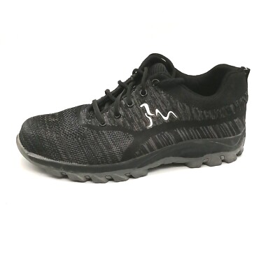 Mens Lace Up Sneaker Black/Gray Flat Heel Cushioned Insole EUR 46