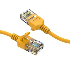 2Ft CAT6A UTP Slim Ethernet Network Booted Cable 28AWG Yellow