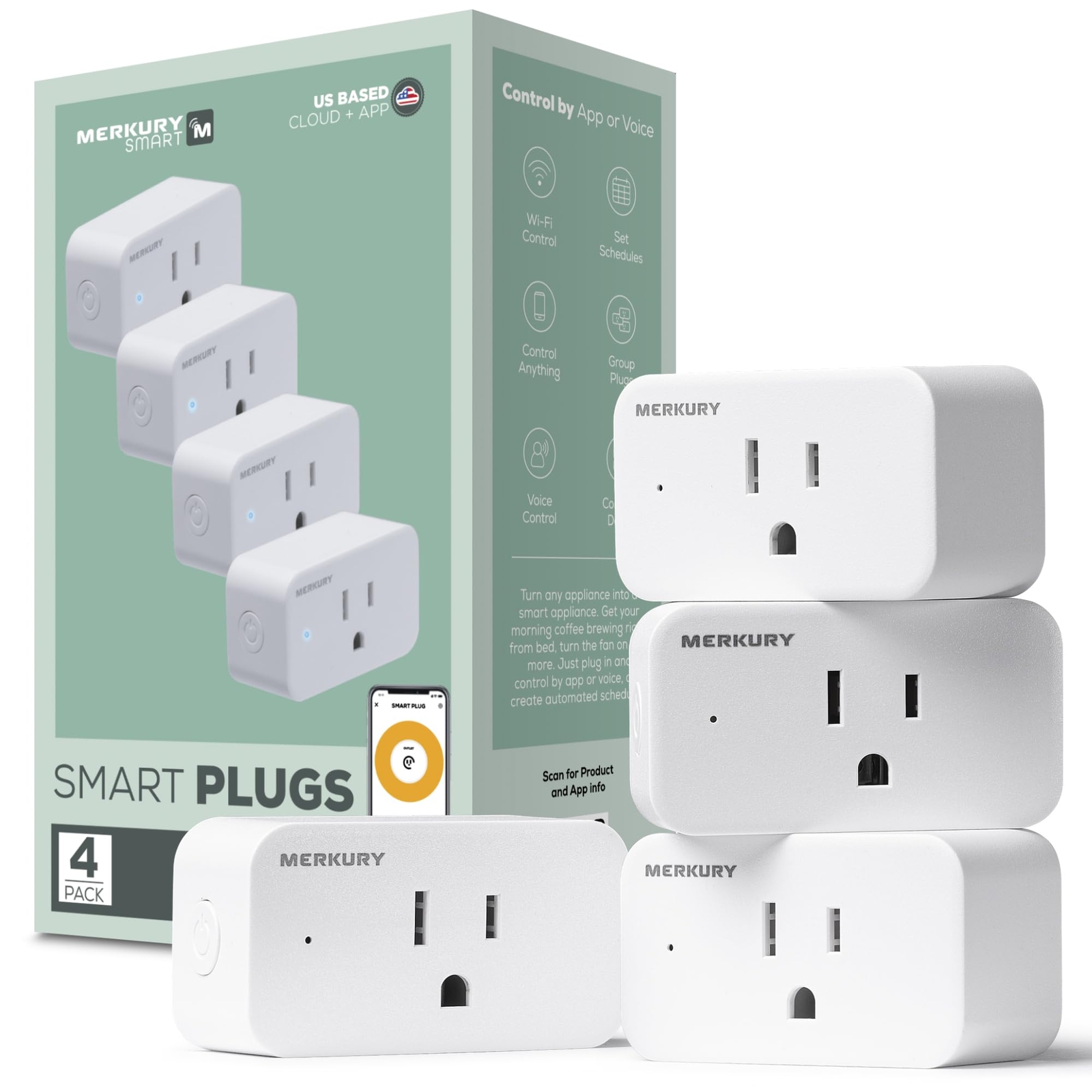 Merkury Smart Plugs Compatible with Alexa and Google Home WiFi Smart Socket T...