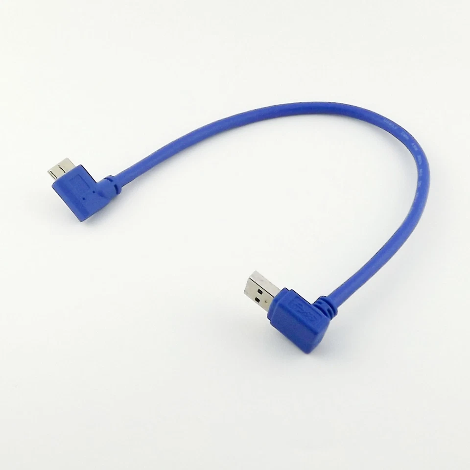 USB 3.0 A Male Down Angled to Micro B Plug 10 Pin Right Angle Adapter Cable 30cm - Image 3 of 4