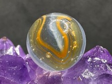 Vintage Vitro Agate BRUSHED "V" Patch Marble - ORANGE WHITE - .59" KILLER