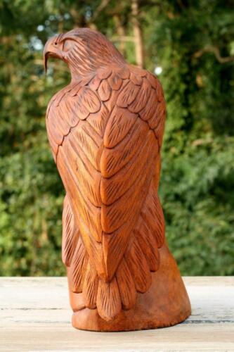 Statua aquila in legno 12" grande intagliata a mano scultura statuetta arte arredamento casa regalo - Foto 3 di 5