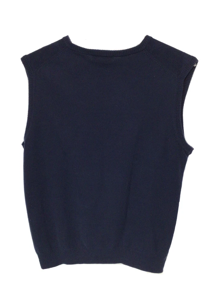 Alan Flusser Sweater Vest Men's L Cotton Navy Blue Knit Golf - Image 3 of 4