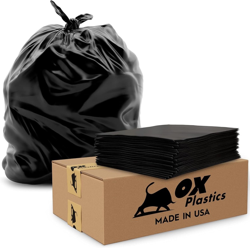 55 Gallon 4mil Trash Can Liners Bags (35 Count) Capacity & Black 4