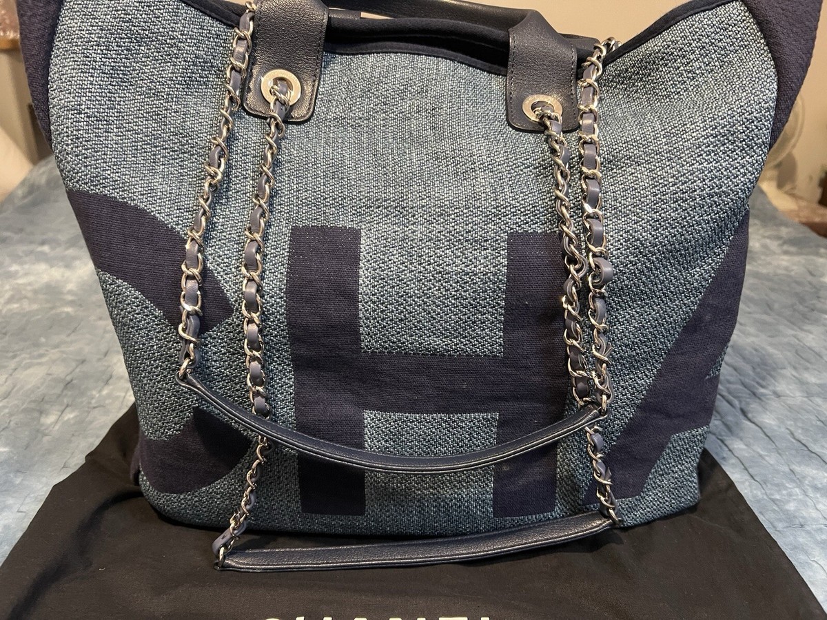 chanel deauville tote bag two tone denim style UK