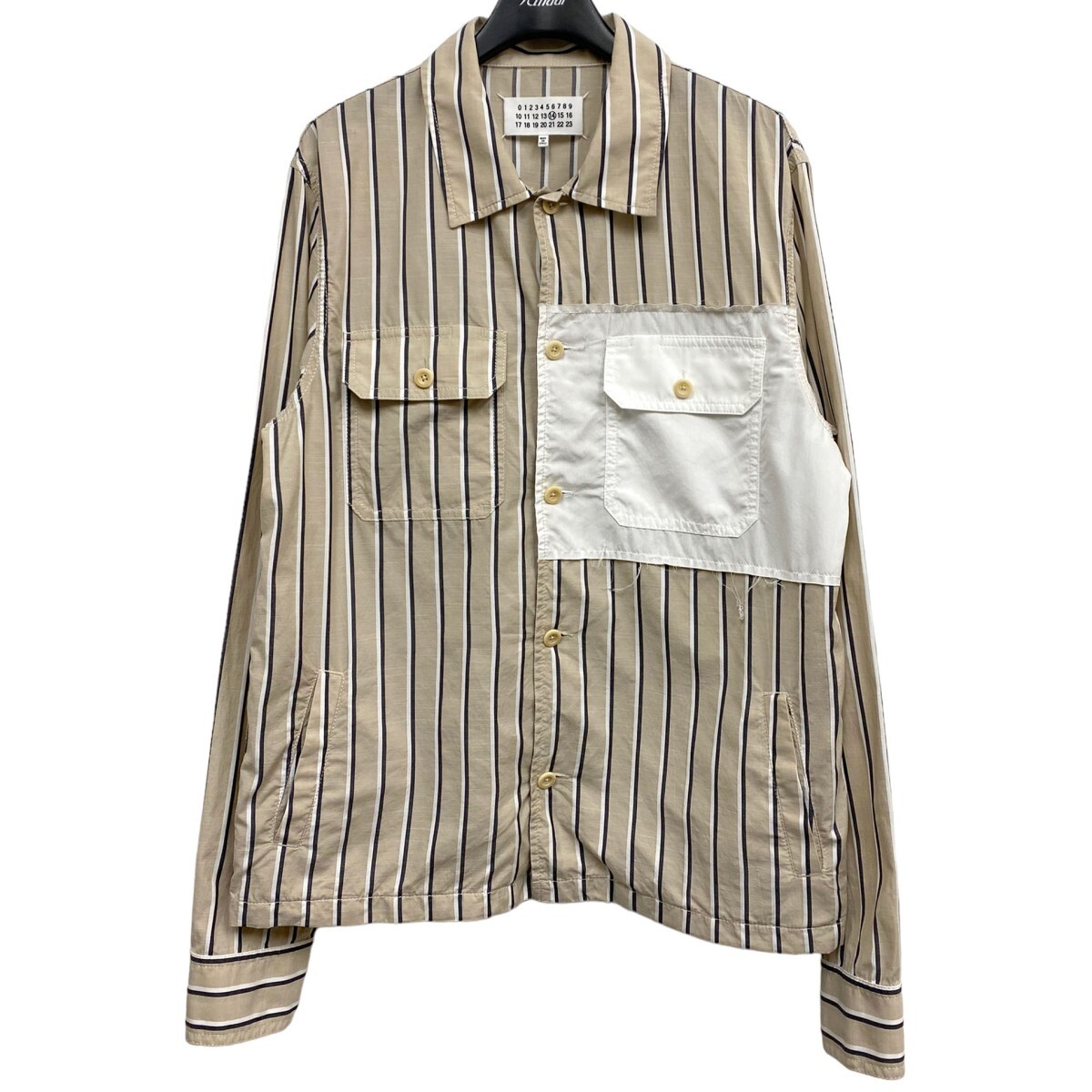 Maison Margiela1419Sspocket Twill Overshirt Military Jacket Shirt Beige Size 41