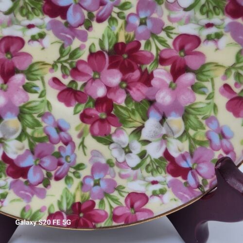 VTG Shafford Saucer Floral Forget Me Not Flowers Gold Gilt Replacement Orphan - Picture 3 of 5