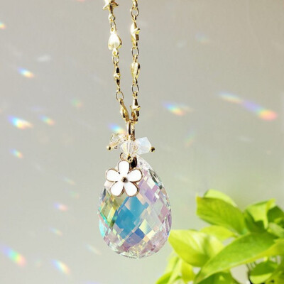 Asfour Crystal Chandelier Parts Charm & Necklace Prisms Aurora Borealis F/S PINK