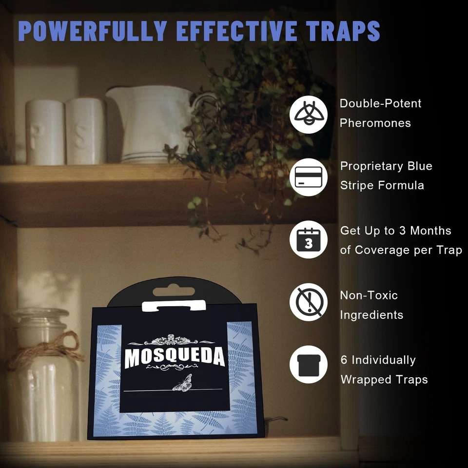 6 pacotes de armadilhas para traças de despensa - Apanhadores profissionais de cola adesiva com feromônios - Imagem 2 de 4