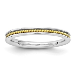 Authentic Sterling Silver Stackable Expressions Gold Plated Channeled Ring Sizes 5 to 10