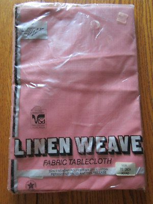 70   Round Tablecloth Visa by Milliken GW Pink Polyester  Cotton NOS VTG USA