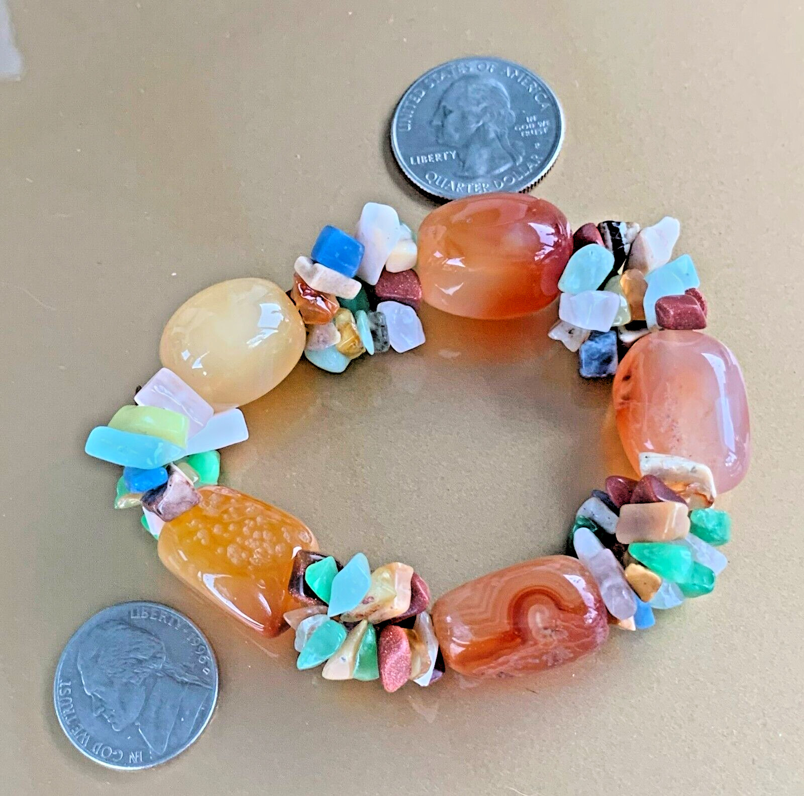 Handmade Gemstone Statement Stretch Bracelet Quar… - image 3