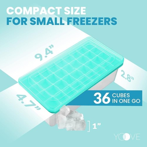 Silicone Ice Cube Tray with Lid and Bin - Aqua - 第 3/4 張圖片