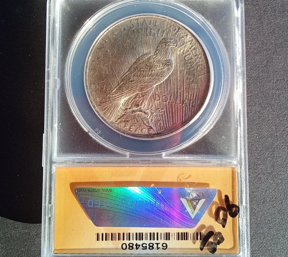 1922 P  Silver Peace Dollar ANACS Graded MS 61 Beautiful Condition. - Image 4 of 4