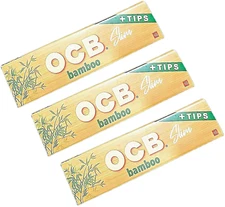 3x OCB Connoisseur Rolling Papers King Size w/Tips Bamboo Papers 3Pks *USA Shpd*