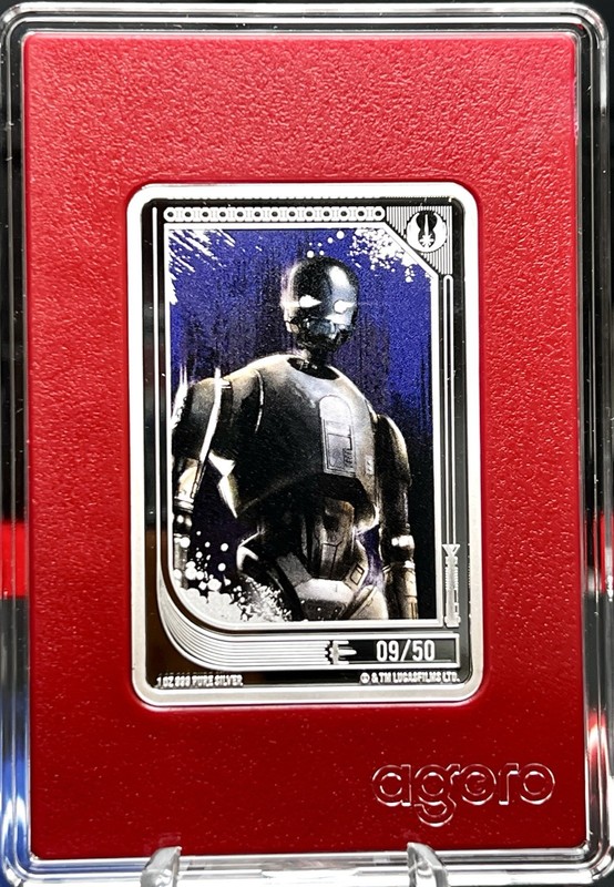 2026 Agoro STAR WARS Trading Coin K-2SO Rogue One Ruby Mintage 1oz Silver LOW #9