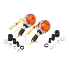 Frecce da estremità manubrio Occhio di bue coppia alluminio cromato vetro giallo