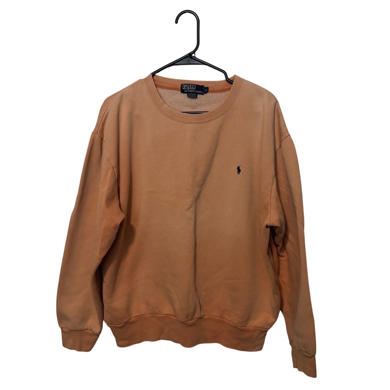 Vintage Polo Ralph Lauren Sweatshirt Mens Large Orange Crewneck Faded Pullover