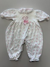 Vintage Baby Dior Pink Bubble Embroidered Logo Bib LARGE 19-23lbs Romper