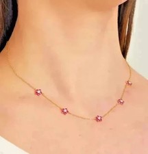 2Ct Round Lab Created Pink Ruby Diamond Flowers Pendant 14K Yellow Gold Plated