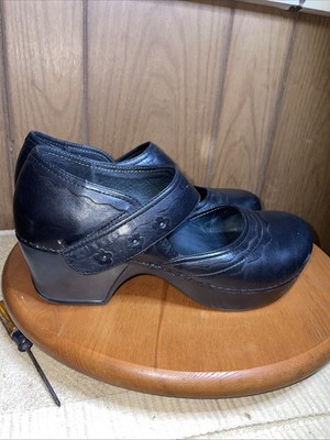 Dansko Black Mary Jane Strap Clogs Sz 40 (US 9.5-10) Leather Upper 3822020200
