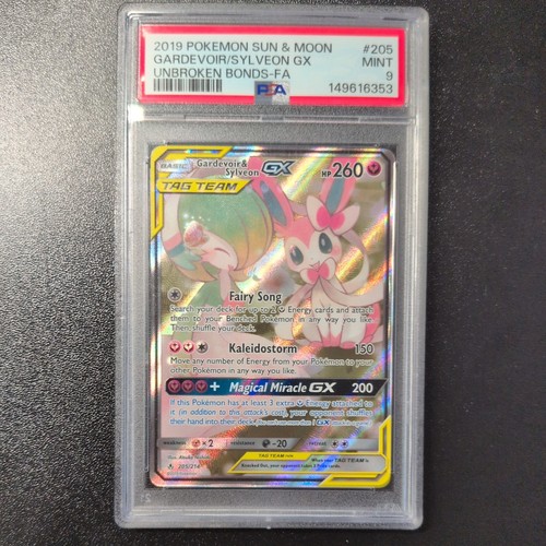 Gardevoir & Sylveon GX Alternate Art Tag Team 205/214 Unbroken Bonds PSA Mint 9