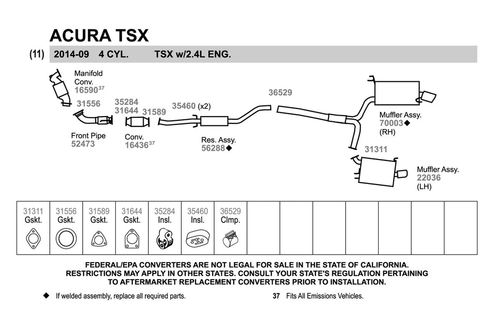For Honda Accord 2008-2012 Walker 52473 Aluminized Steel Exhaust Front Pipe - Imagem 3 de 3