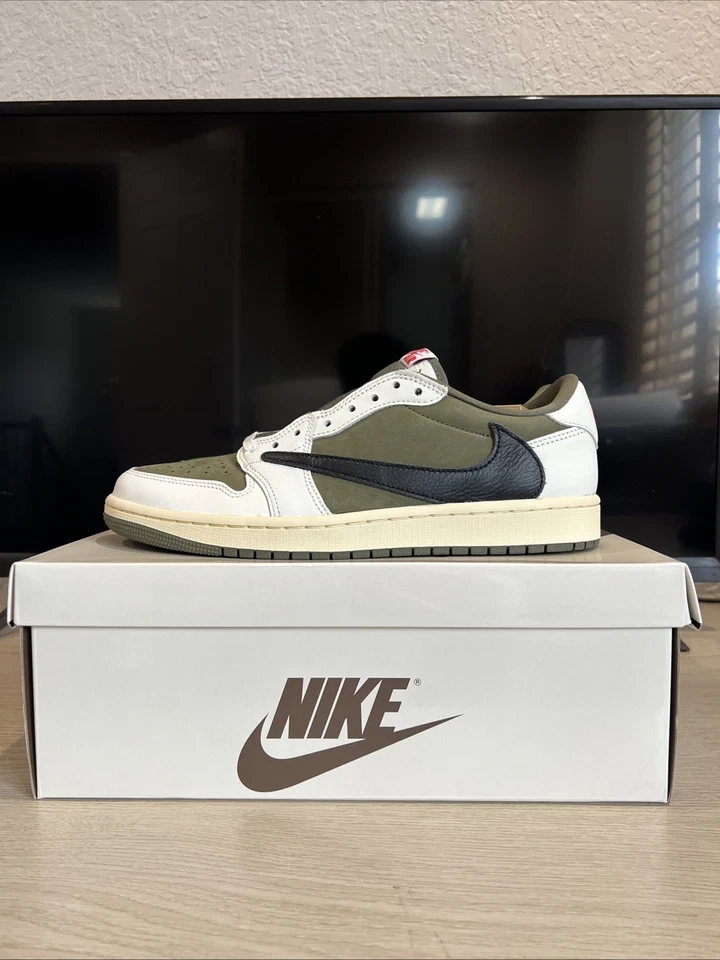 Size 9 - Travis Scott x Air Jordan 1 Retro OG SP Low Reverse Olive / Medium - Image 3 of 4