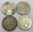 4x Peace Silver Dollar Lot - 1920s Mixed Dates - 90% US Silver Coins