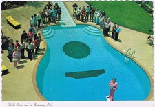 Postcard Webb Pierce Guitar Shaped Swimming Pool Nashville Tennessee