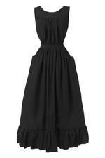 CR ROLECOS Black Vintage Ruffle Apron Women Pioneer Pinafore Large