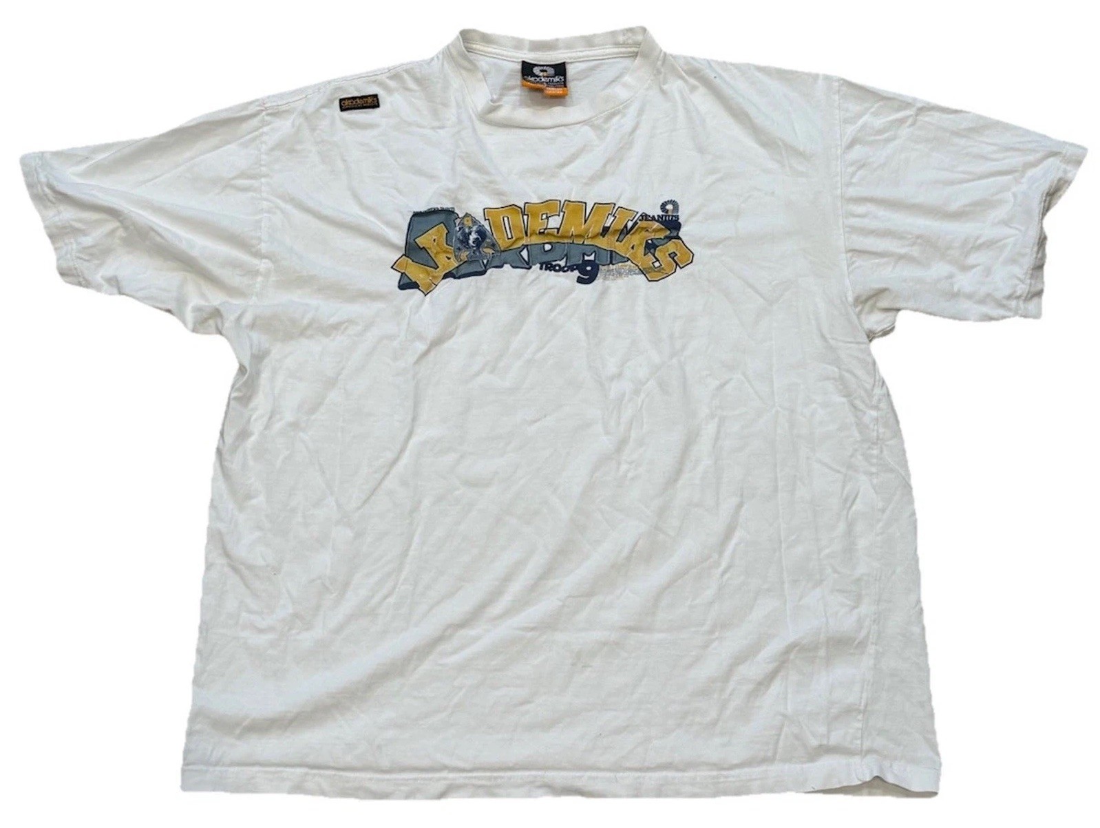 Vintage Y2K Akademiks Skater Jeanius Graphic White Tee Shirt Men’s Size 3XL