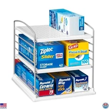 Adjustable Box Organizer for Foil Wrap & Kitchen Cabinet Storage, White