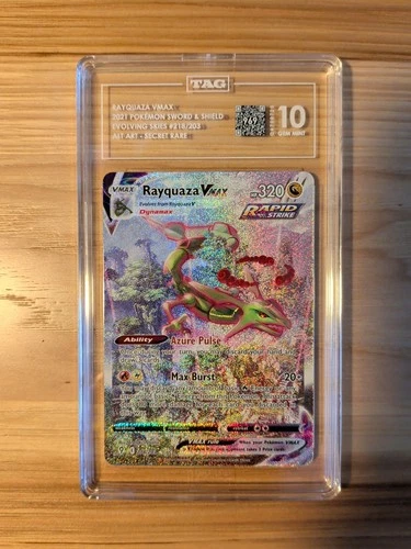 Rayquaza VMAX 2021 Pokemon Sword & Shield Evolving Skies Full Art TAG 10 Score