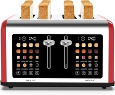 4 Slice Toaster Touch Screen, Stainless Steel Toasters Digital Timer