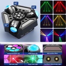 220W LED 3-Arms Laser Moving Head Light RGBW 9 Beam Stage Light Disco DJ Wedding