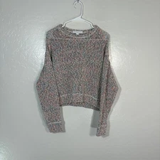 Spiritual Gangster Sweater Womens Medium Multi Boucle Knit Cropped Pullover USA