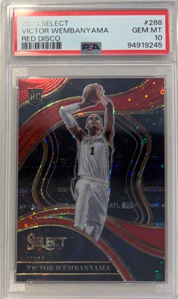 2023-24 Victor Wembanyama Select Red Disco Courtside RC- PSA 10 Gem Mint- #42/49