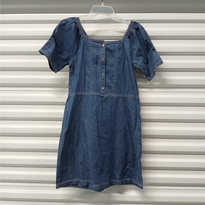 Calvin Klein Jeans Girl's Dress Size XL/16 Blue Chambray Short Sleeve Casual 