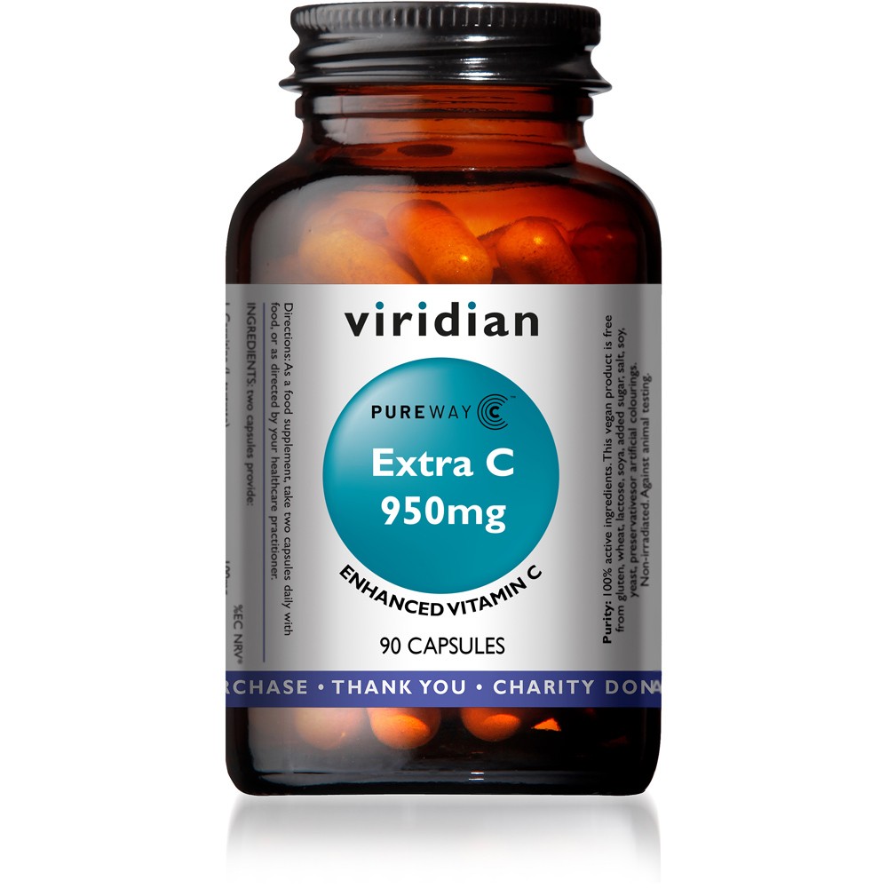 Viridian Extra C 950mg Enhanced Vitamin C 90 Capsules Pureway C Vegan
