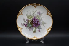Antique KPM Berlin Hand Painted Flower & Gold Cabinet Plate 8 5/8 inches #8.