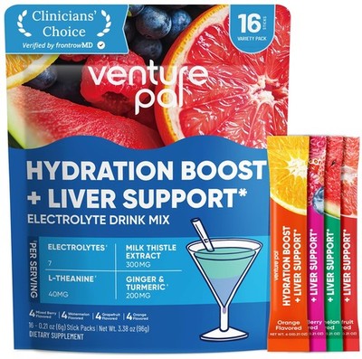 Venture Pal Hydration Packets + Liver Support- Liquid Daily IV Electrolyte Po...