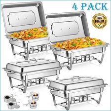 E-commerce Giant 4-Pack Chafing Dish Buffet Set 8.5 Quart, Rectangular, Silver -