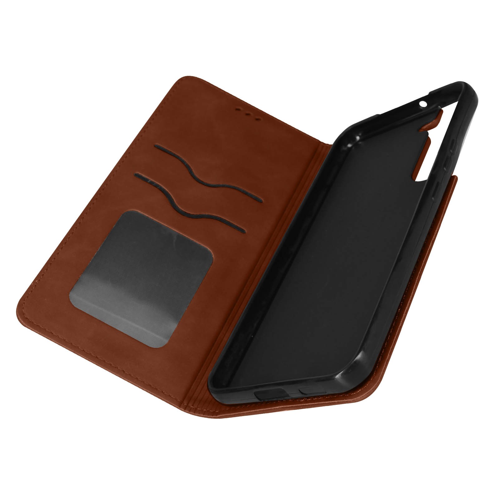 Étui effet daim pour S22 Plus housse rétro marron protection intégrale