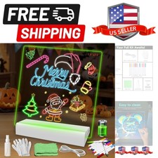Rechargeable LED Note Board with 7 Colors, 7.9"X7.9" Acrylic Dry Erase Lumibo...