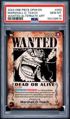 2024 One Piece OP09 EN Wanted Alternate Art #093 Marshall D Teach PSA 10💎