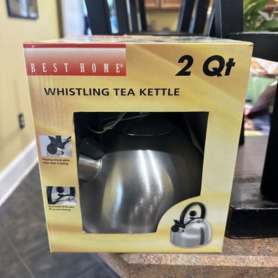 Classic Stainless Steel Whistling Tea Kettle Pot 2 Quart Qt. Kitchen Coffee 