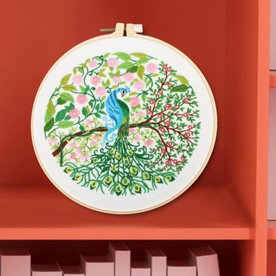 Blume Pfau Kreuzstich Kit Kunst Handwerk mit grundlegenden Werkzeugen Home Decor Zum Selbermachen