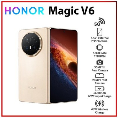 (New) HONOR Magic V6 5G 16GB+1TB GOLD Dual SIM Unlocked Android Mobile Phone AU