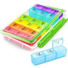 Weekly Pill Organizer 3 Times a Day with Moisture-Proof Design, Large Pill Box 7